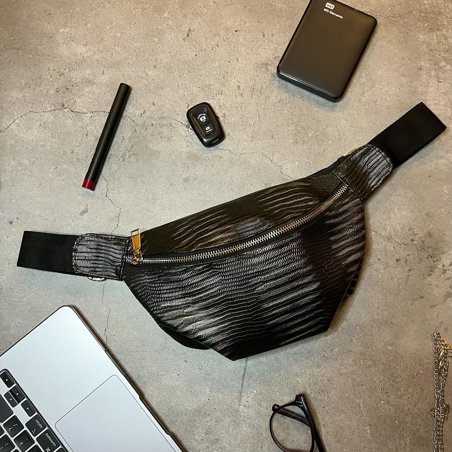 black belt bag leather