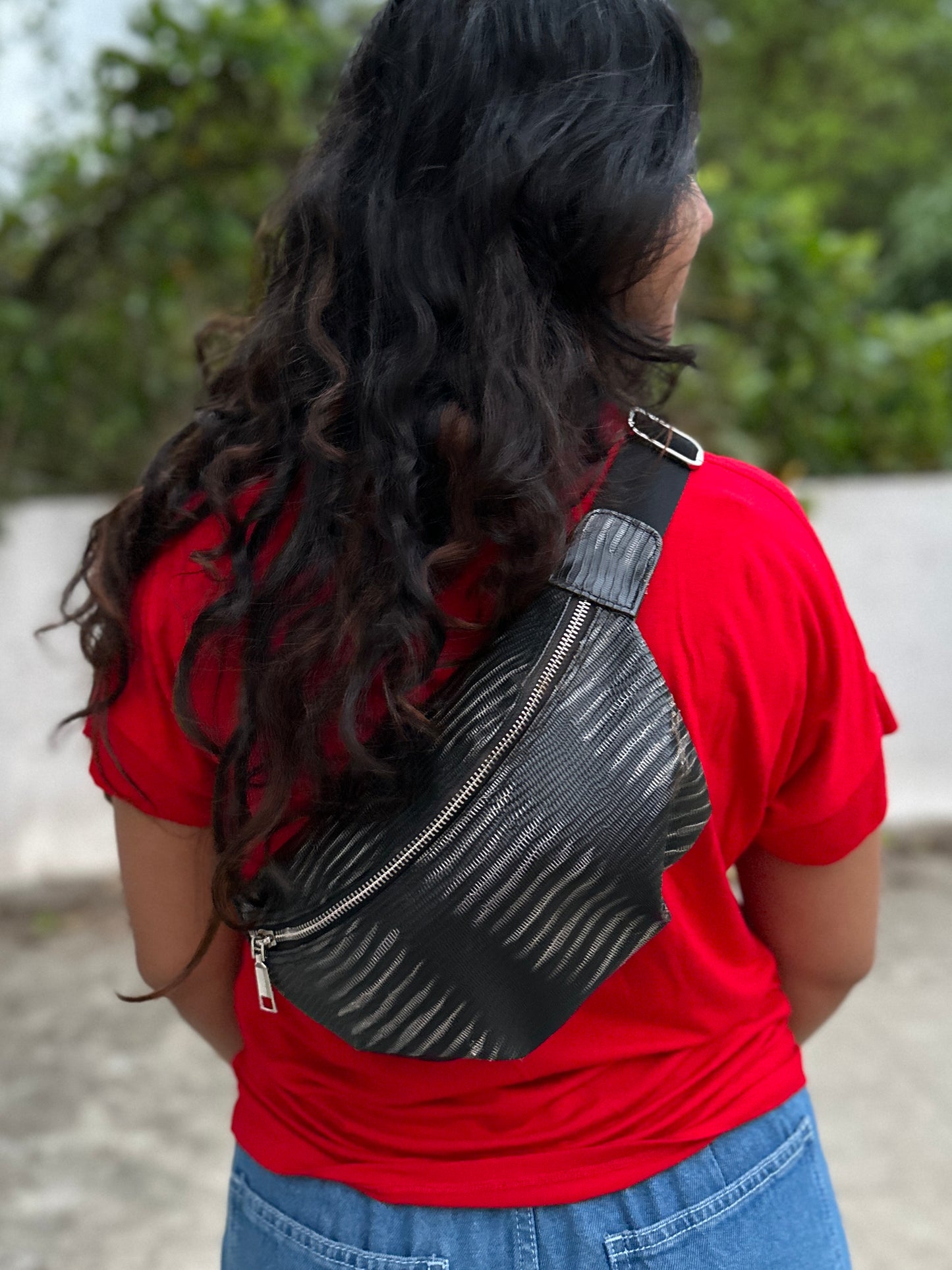 black belt bag leather